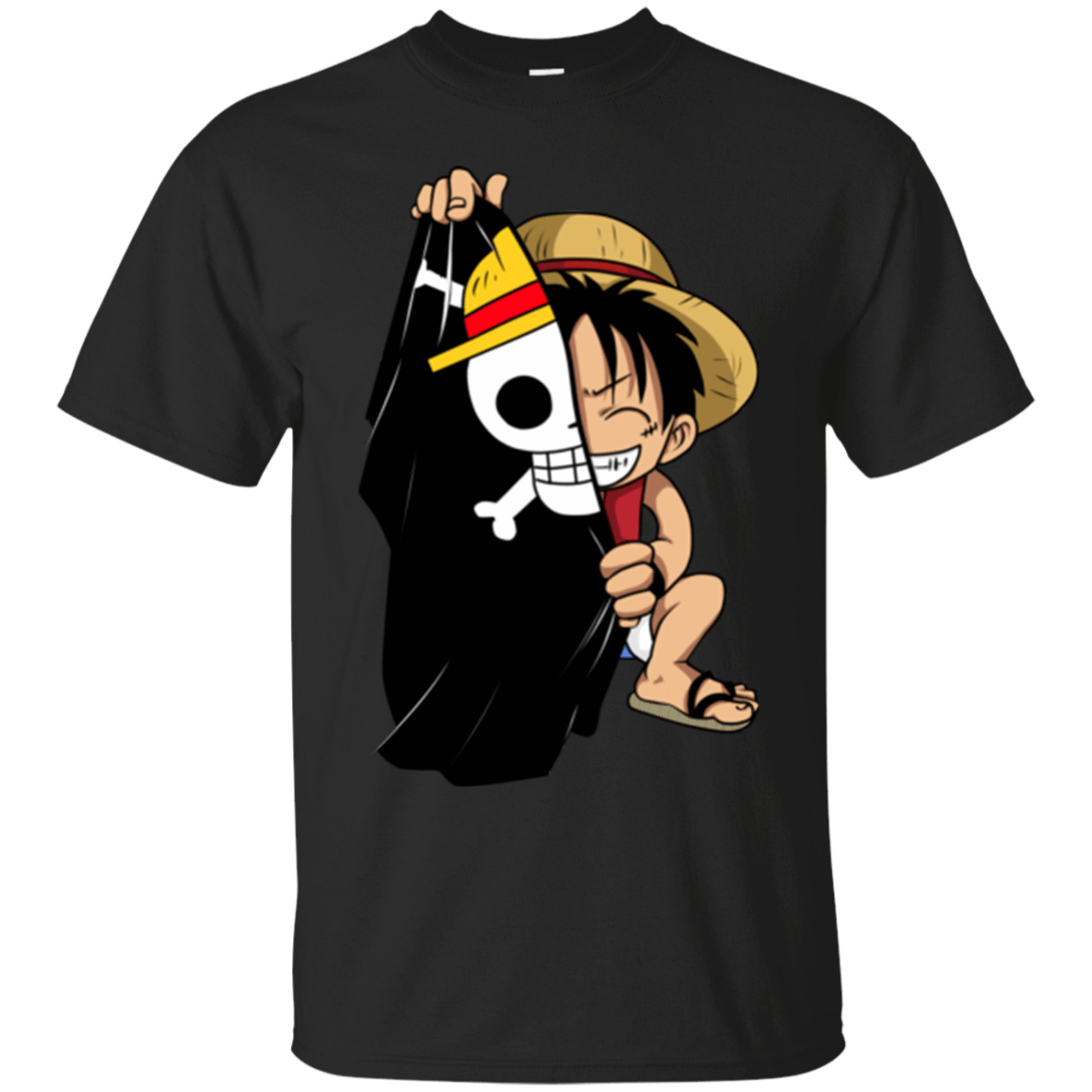 T-Shirts Black / Small Luffy Flag One Piece T-Shirt