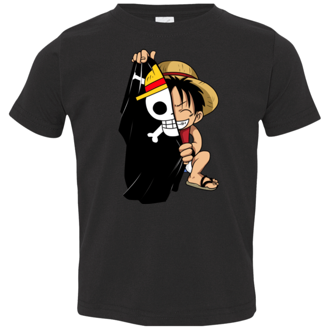 T-Shirts Black / 2T Luffy Flag One Piece Toddler Premium T-Shirt