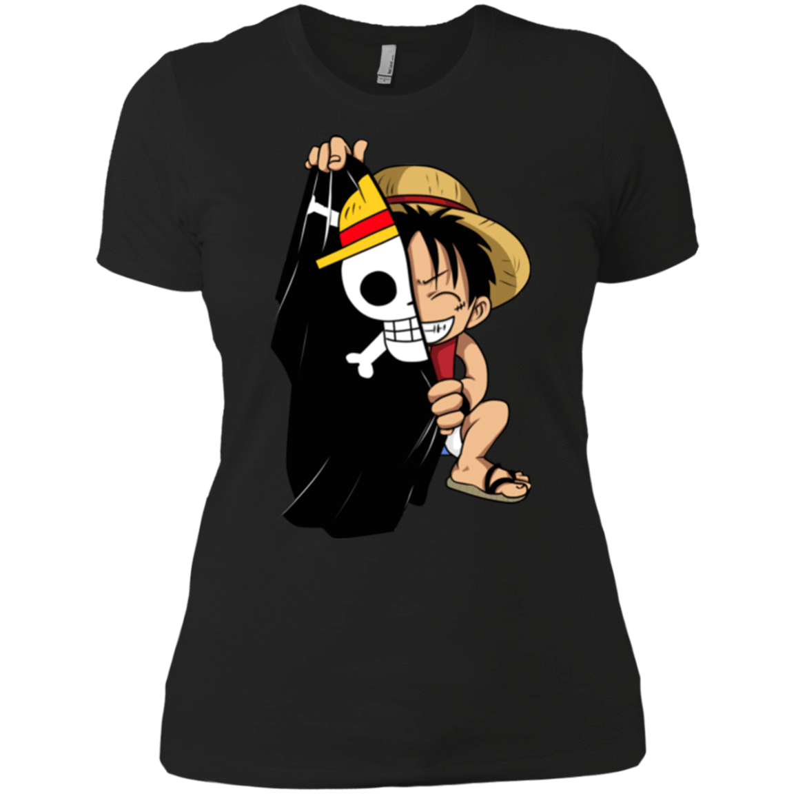 T-Shirts Black / X-Small Luffy Flag One Piece Women's Premium T-Shirt