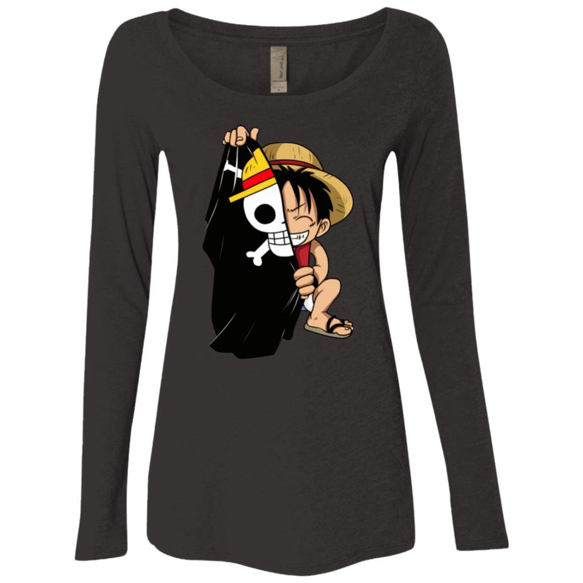 T-Shirts Vintage Black / Small Luffy Flag One Piece Women's Triblend Long Sleeve Shirt
