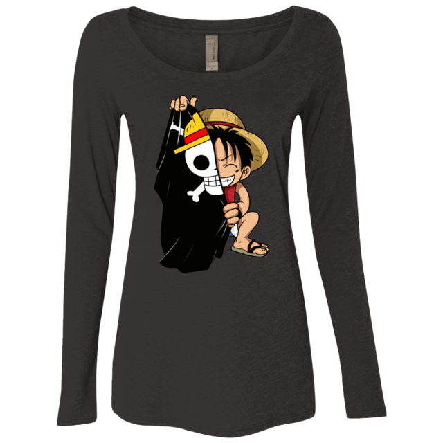 T-Shirts Vintage Black / Small Luffy Flag One Piece Women's Triblend Long Sleeve Shirt