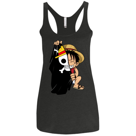 T-Shirts Vintage Black / X-Small Luffy Flag One Piece Women's Triblend Racerback Tank