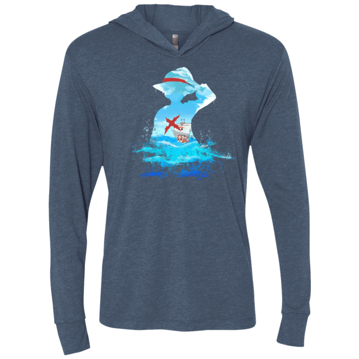 T-Shirts Indigo / X-Small Luffy sea 2 Triblend Long Sleeve Hoodie Tee