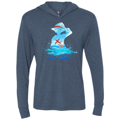 T-Shirts Indigo / X-Small Luffy sea 2 Triblend Long Sleeve Hoodie Tee