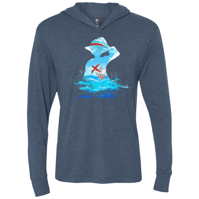 T-Shirts Indigo / X-Small Luffy sea 2 Triblend Long Sleeve Hoodie Tee