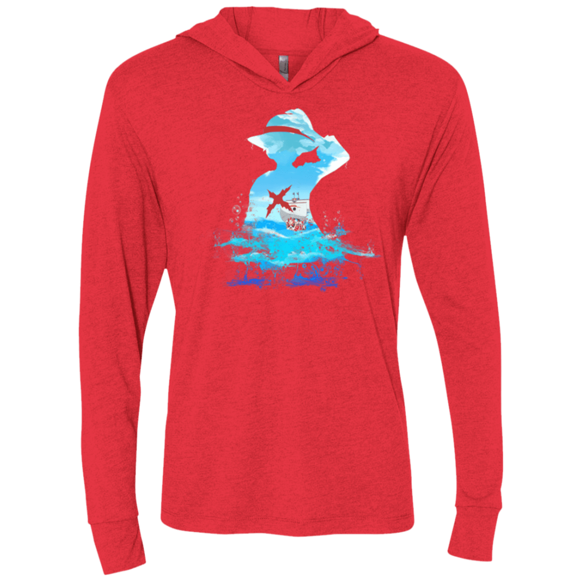 T-Shirts Vintage Red / X-Small Luffy sea 2 Triblend Long Sleeve Hoodie Tee