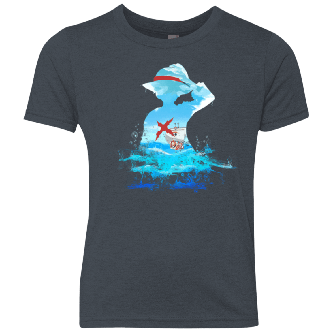T-Shirts Vintage Navy / YXS Luffy sea 2 Youth Triblend T-Shirt