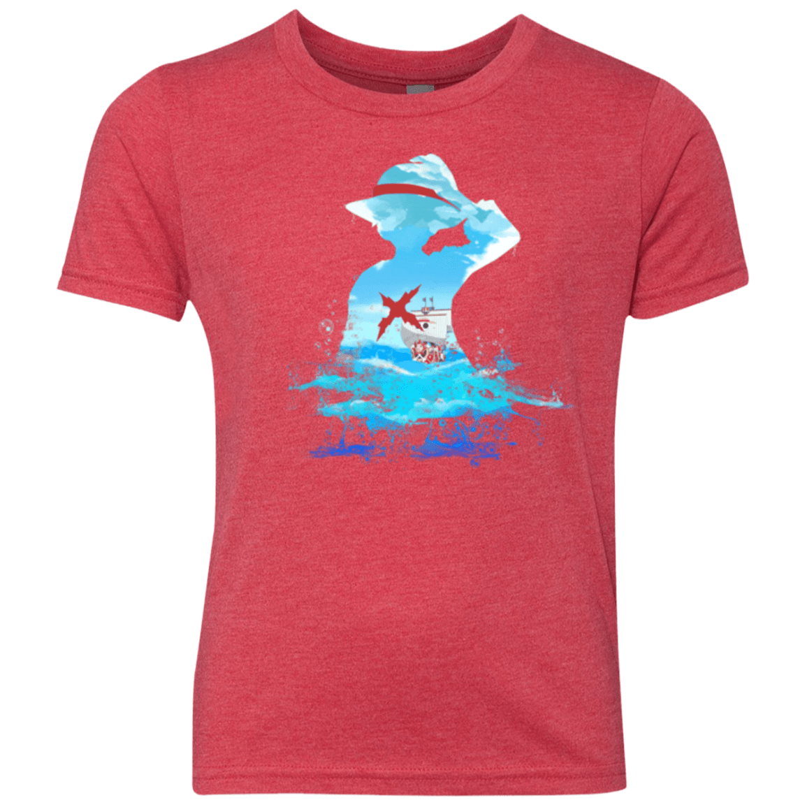 T-Shirts Vintage Red / YXS Luffy sea 2 Youth Triblend T-Shirt