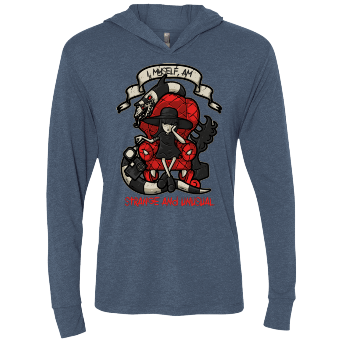 T-Shirts Indigo / X-Small LYDIA THE STRANGE Triblend Long Sleeve Hoodie Tee