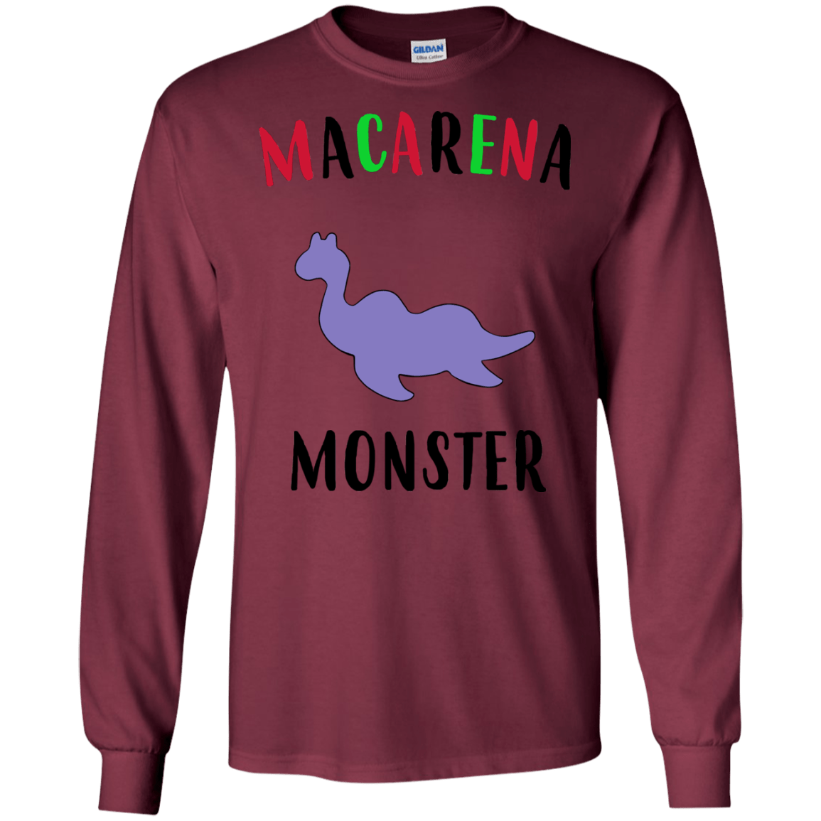 T-Shirts Maroon / S Macarena Monster Men's Long Sleeve T-Shirt