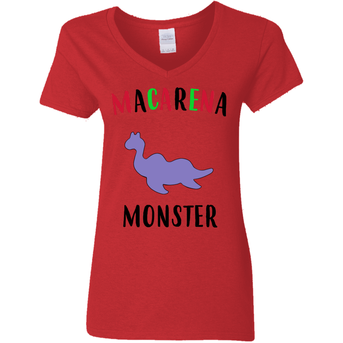 T-Shirts Red / S Macarena Monster Women's V-Neck T-Shirt