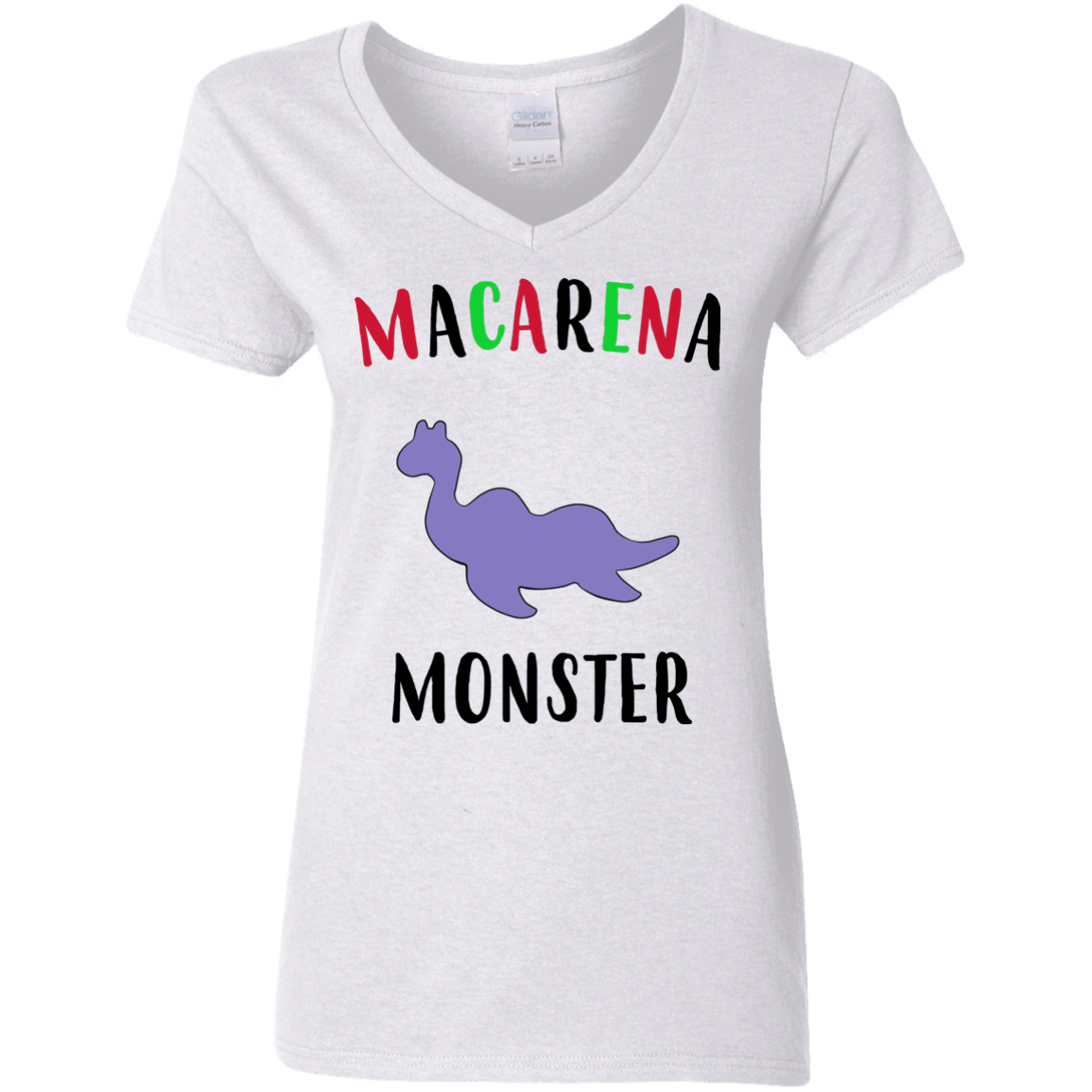 T-Shirts White / S Macarena Monster Women's V-Neck T-Shirt