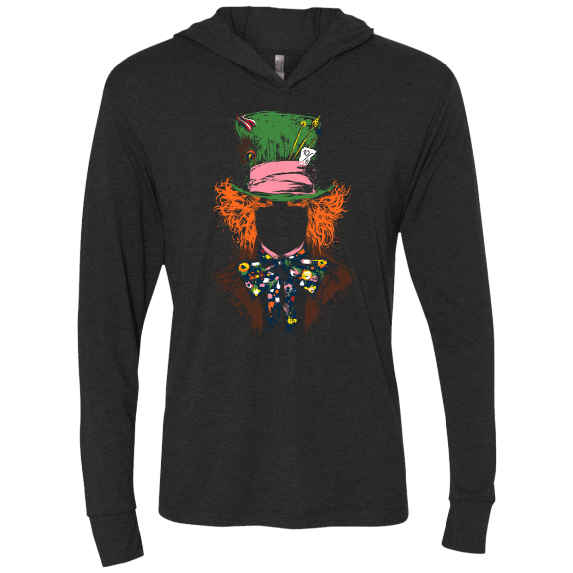 T-Shirts Vintage Black / X-Small Mad Hatter Triblend Long Sleeve Hoodie Tee
