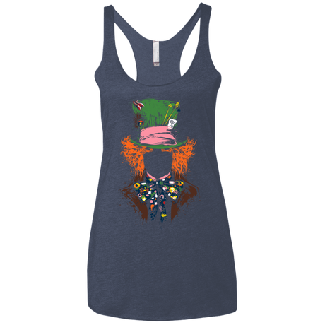 T-Shirts Vintage Navy / X-Small Mad Hatter Women's Triblend Racerback Tank