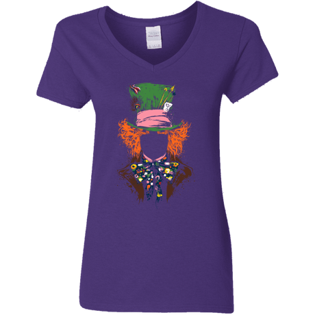 T-Shirts Purple / S Mad Hatter Women's V-Neck T-Shirt