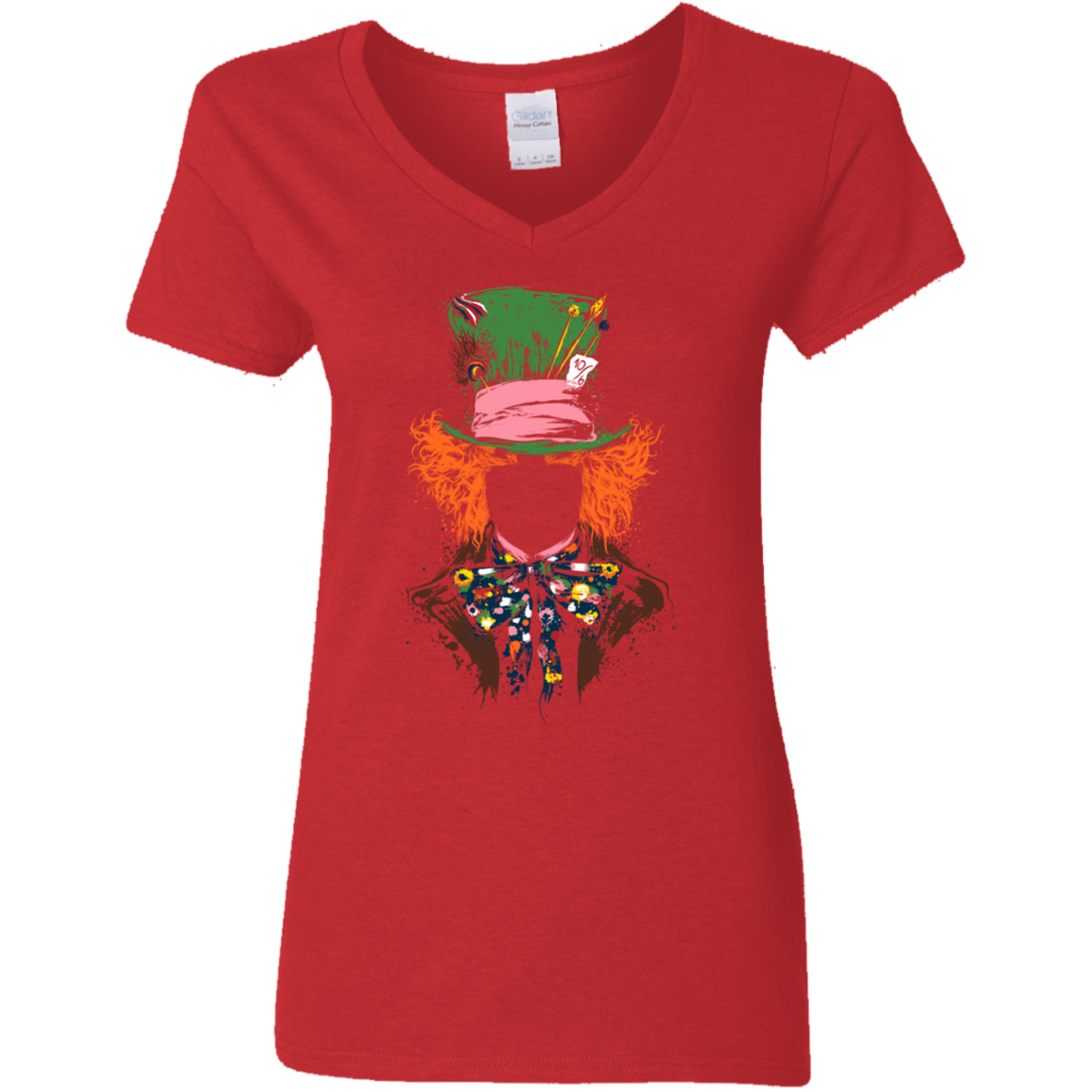 T-Shirts Red / S Mad Hatter Women's V-Neck T-Shirt