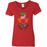 T-Shirts Red / S Mad Hatter Women's V-Neck T-Shirt