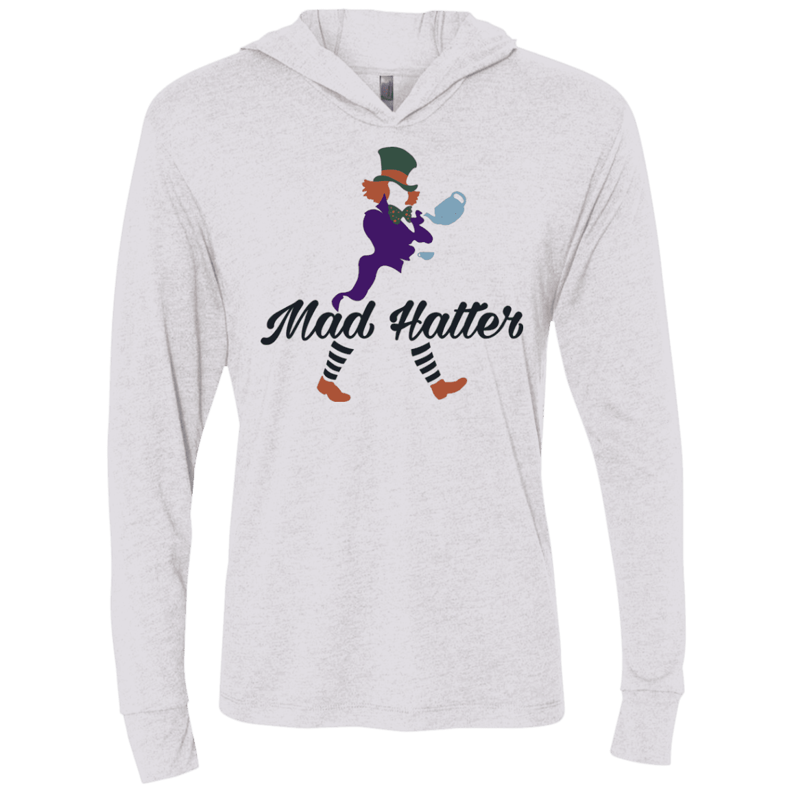 T-Shirts Heather White / X-Small Mad Hattter Triblend Long Sleeve Hoodie Tee