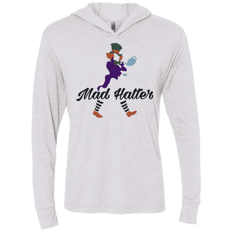 T-Shirts Heather White / X-Small Mad Hattter Triblend Long Sleeve Hoodie Tee