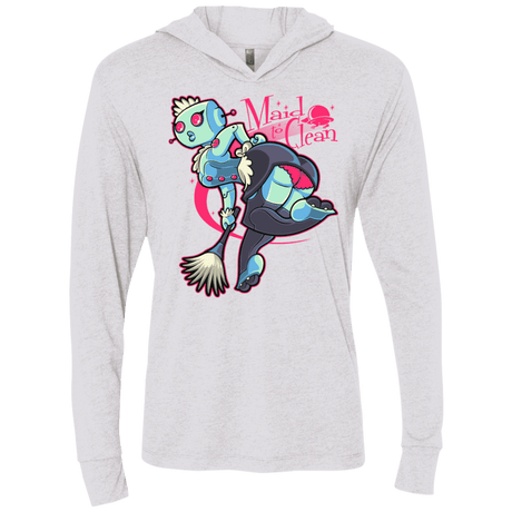 T-Shirts Heather White / X-Small Made To Clean Triblend Long Sleeve Hoodie Tee