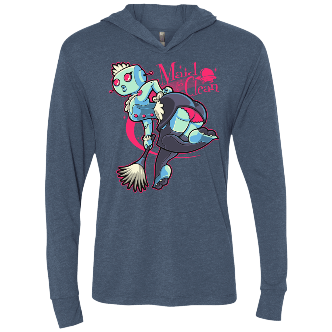 T-Shirts Indigo / X-Small Made To Clean Triblend Long Sleeve Hoodie Tee