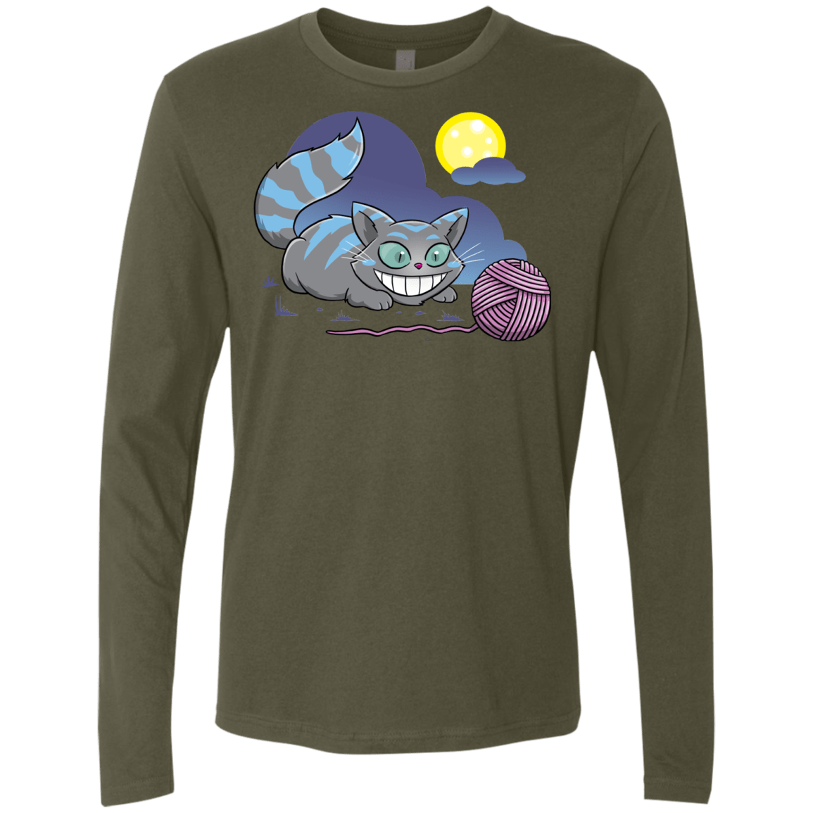 T-Shirts Military Green / S Magic Cat Ball Men's Premium Long Sleeve