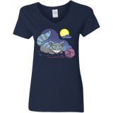 T-Shirts Navy / S Magic Cat Ball Women's V-Neck T-Shirt