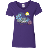 T-Shirts Purple / S Magic Cat Ball Women's V-Neck T-Shirt