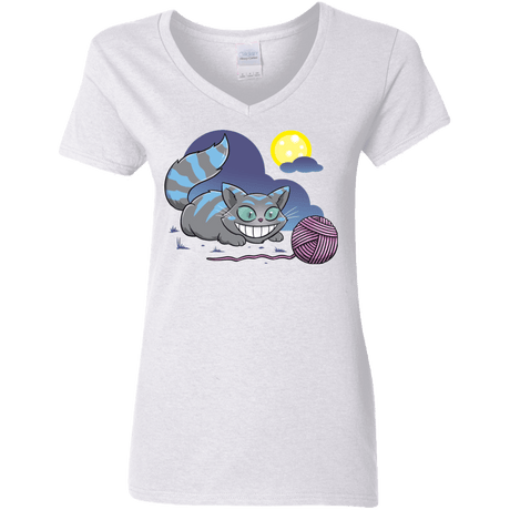 T-Shirts White / S Magic Cat Ball Women's V-Neck T-Shirt