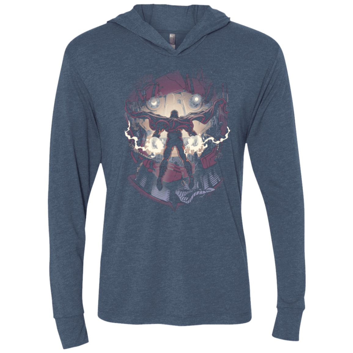 T-Shirts Indigo / X-Small Magnetic Confrontation Triblend Long Sleeve Hoodie Tee