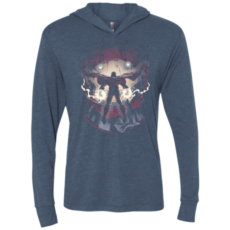 T-Shirts Indigo / X-Small Magnetic Confrontation Triblend Long Sleeve Hoodie Tee