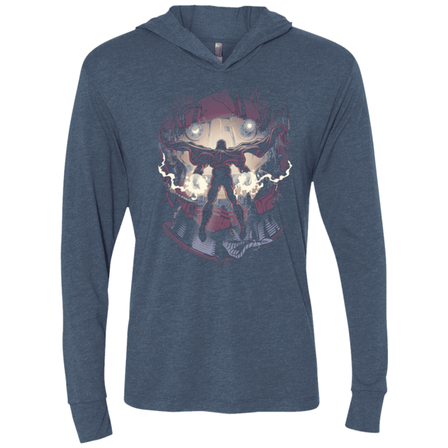 T-Shirts Indigo / X-Small Magnetic Confrontation Triblend Long Sleeve Hoodie Tee