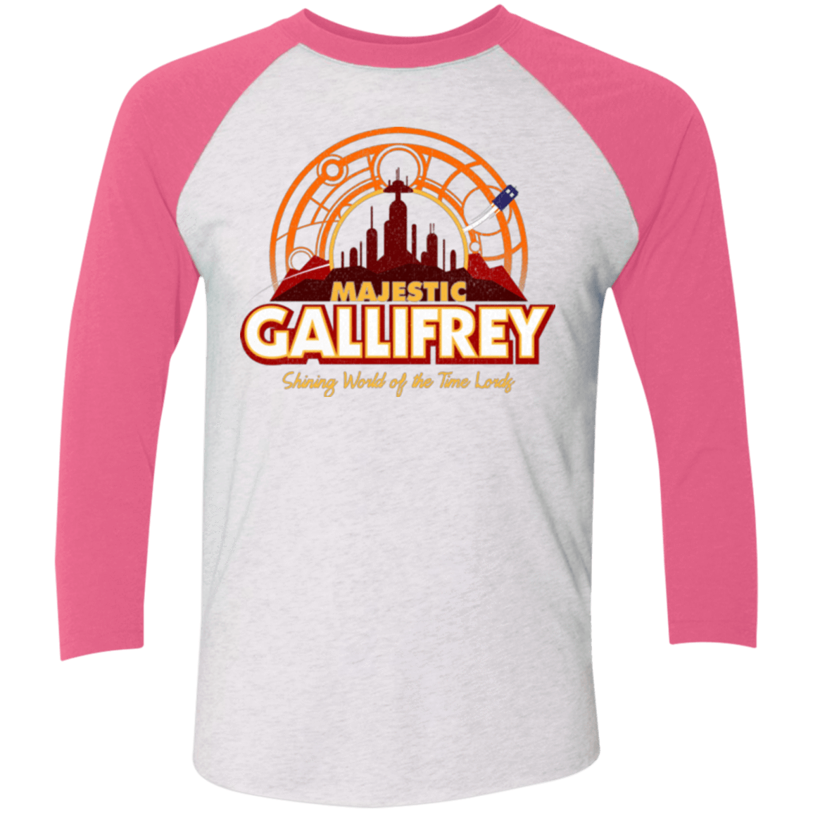 T-Shirts Heather White/Vintage Pink / X-Small Majestic Gallifrey Triblend 3/4 Sleeve