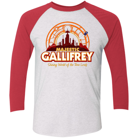 T-Shirts Heather White/Vintage Red / X-Small Majestic Gallifrey Triblend 3/4 Sleeve
