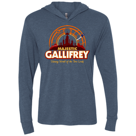 T-Shirts Indigo / X-Small Majestic Gallifrey Triblend Long Sleeve Hoodie Tee