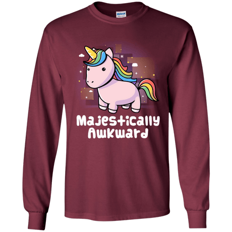 T-Shirts Maroon / YS Majestically Awkward Youth Long Sleeve T-Shirt
