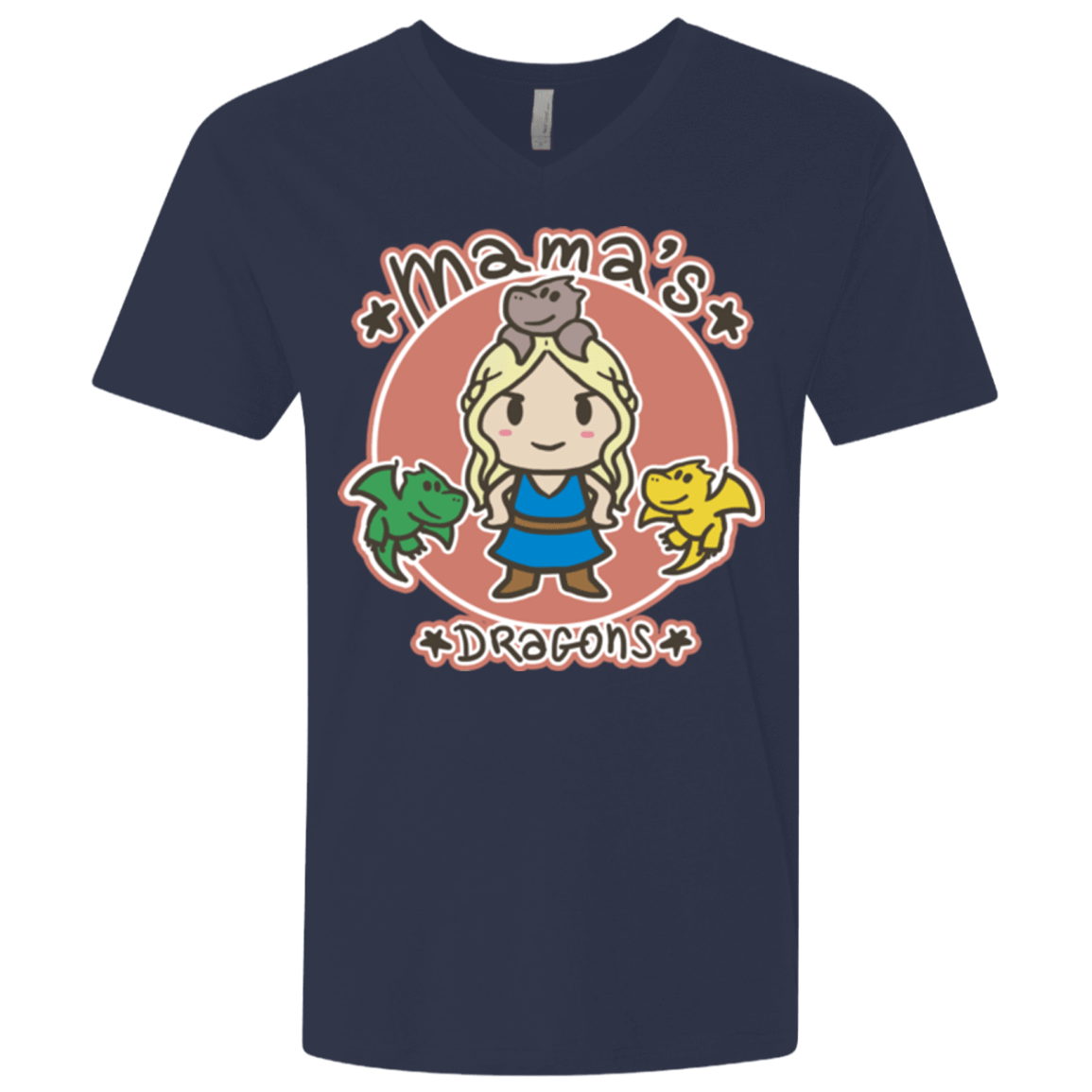 T-Shirts Midnight Navy / X-Small Mamas Dragons Men's Premium V-Neck