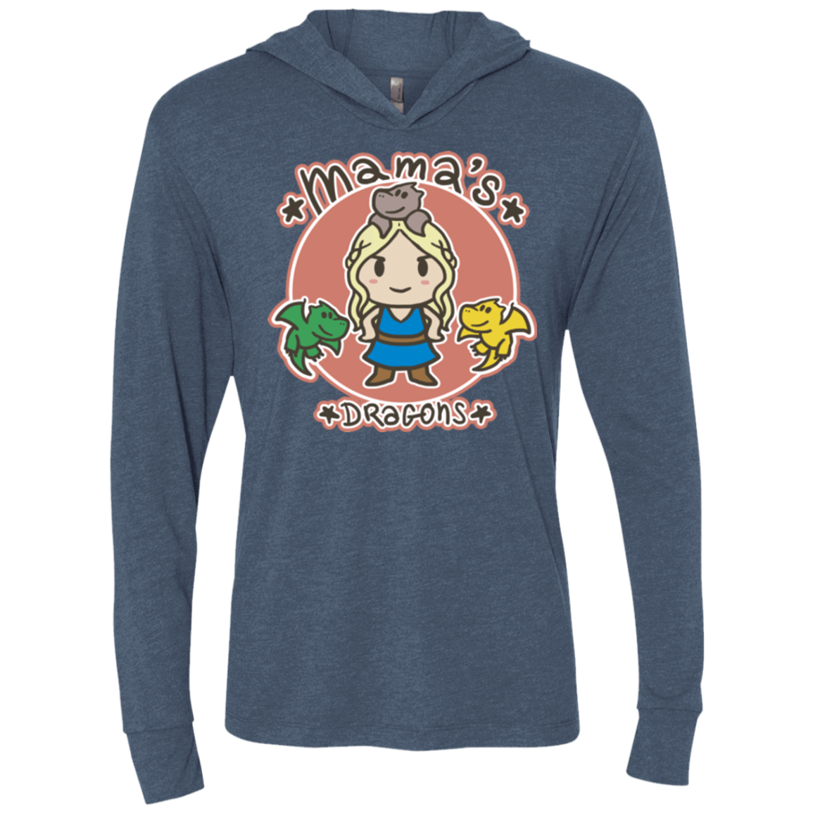 T-Shirts Indigo / X-Small Mamas Dragons Triblend Long Sleeve Hoodie Tee