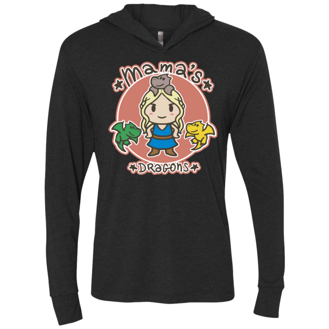 T-Shirts Vintage Black / X-Small Mamas Dragons Triblend Long Sleeve Hoodie Tee