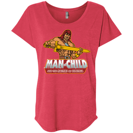 T-Shirts Vintage Red / X-Small Man Child Triblend Dolman Sleeve