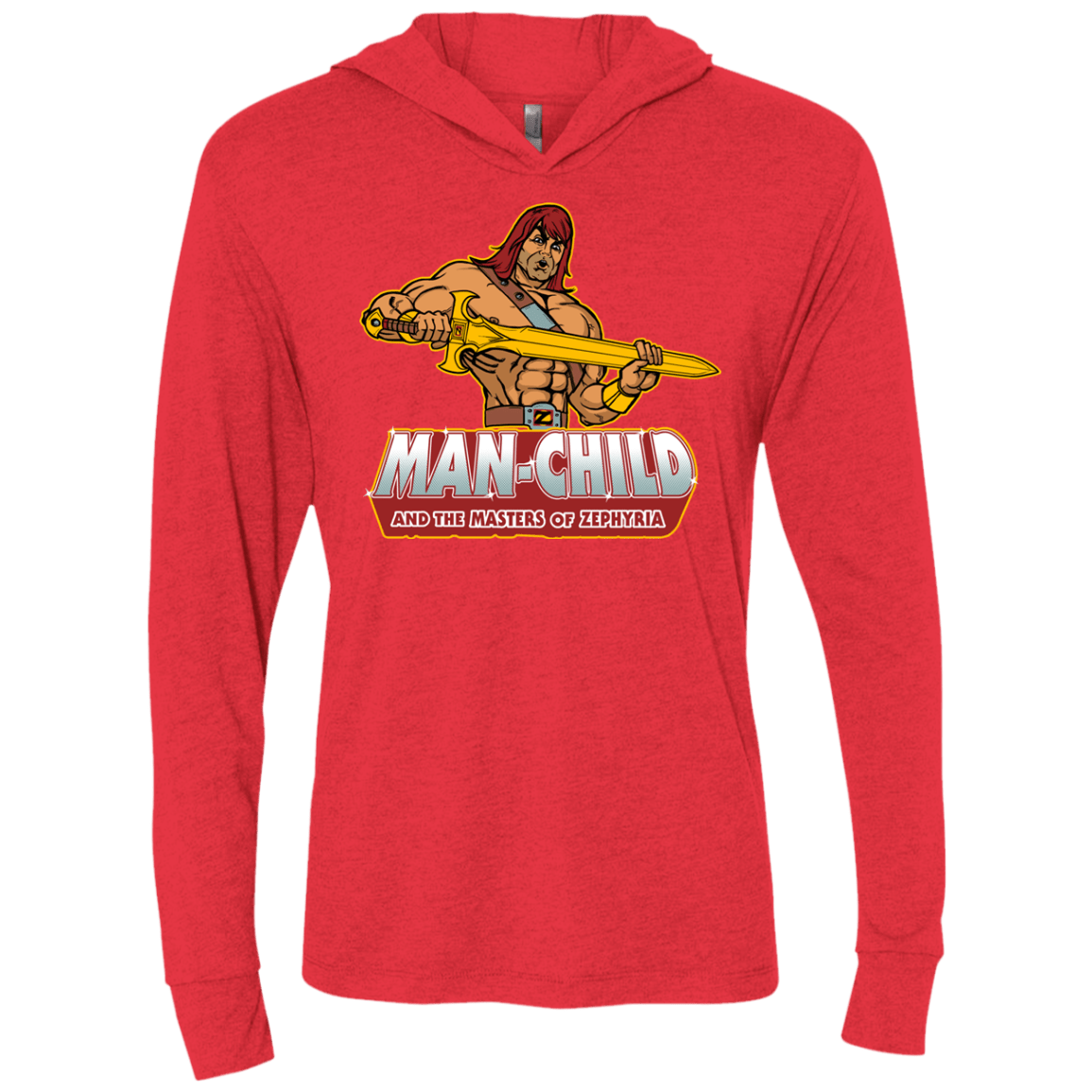 T-Shirts Vintage Red / X-Small Man Child Triblend Long Sleeve Hoodie Tee