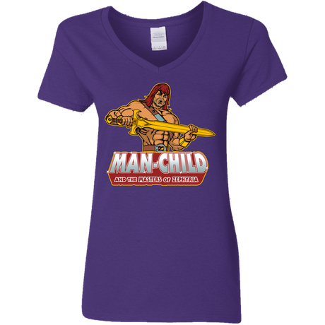 T-Shirts Purple / S Man Child Women's V-Neck T-Shirt