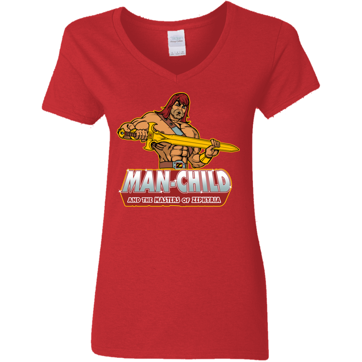 T-Shirts Red / S Man Child Women's V-Neck T-Shirt