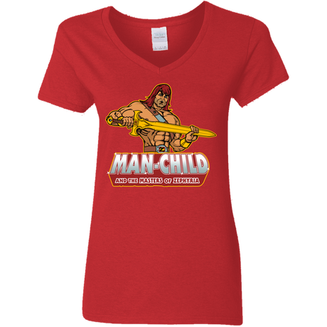 T-Shirts Red / S Man Child Women's V-Neck T-Shirt