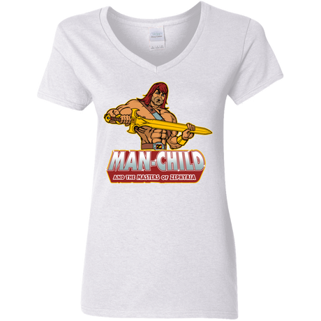 T-Shirts White / S Man Child Women's V-Neck T-Shirt