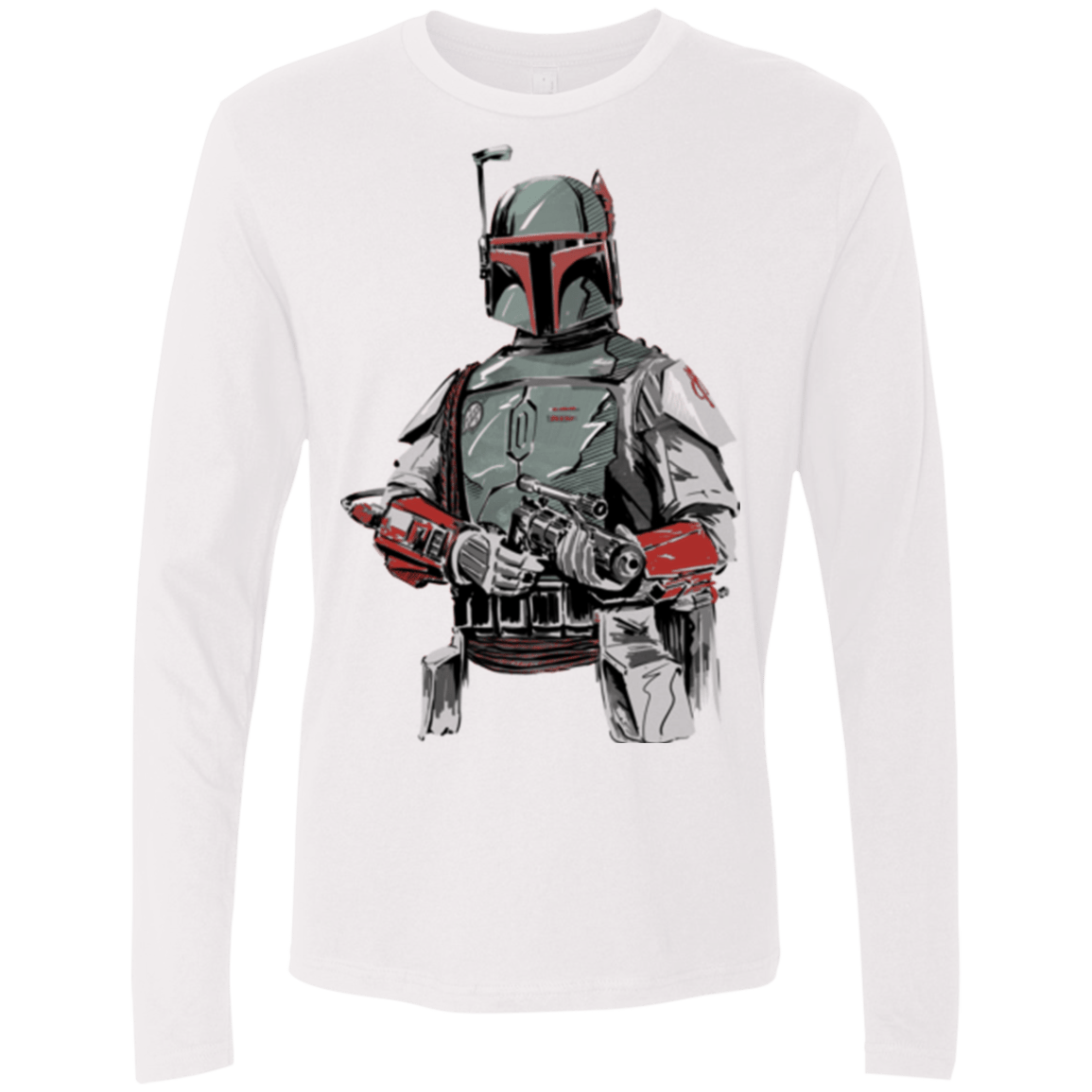 T-Shirts White / Small Mandalorian Bounty Hunter Men's Premium Long Sleeve