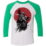 T-Shirts Heather White/Envy / X-Small Mandalorian Samurai Men's Triblend 3/4 Sleeve