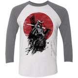 T-Shirts Heather White/Premium Heather / X-Small Mandalorian Samurai Men's Triblend 3/4 Sleeve