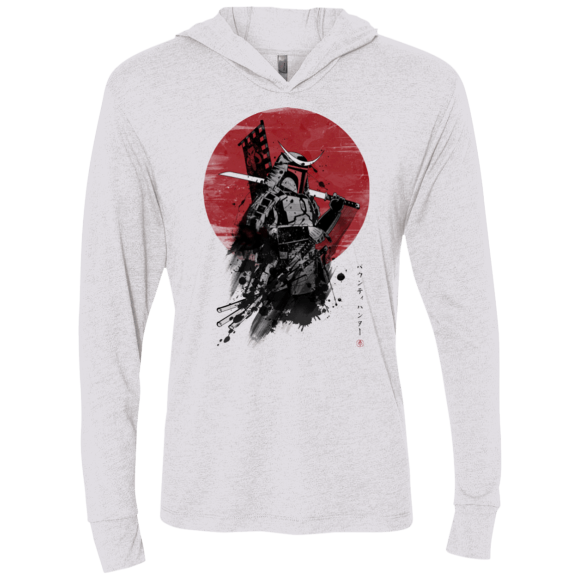 T-Shirts Heather White / X-Small Mandalorian Samurai Triblend Long Sleeve Hoodie Tee