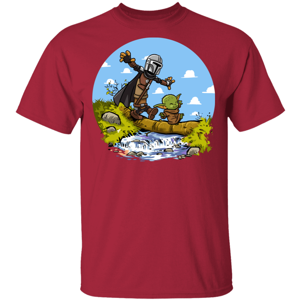 T-Shirts Cardinal / S Mandalorian Yoda Calvin Circle T-Shirt